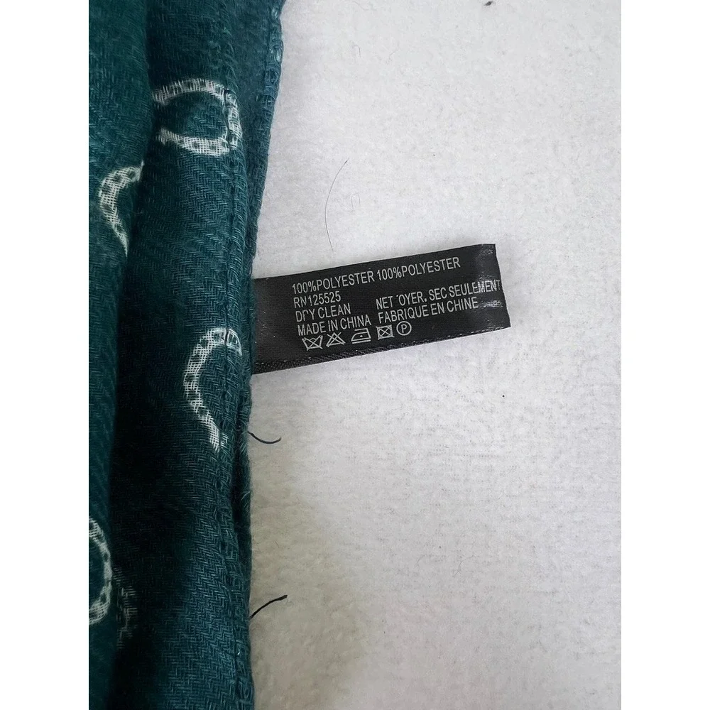 Horseshoe Scarf Wm OS Teal Green Good Equestrian Print Accessory Cowgirl Western